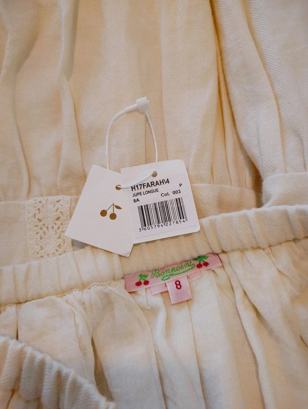 Bonpoint Cream Skirt Wool/Cotton Blend (French Brand)